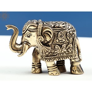 Tronc de sculpture d'éléphant de Ganesha de 3 pouces fait à la main vers le haut de la statue complexe conçue - Product Image 1