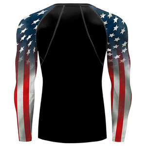 <b>Men</b> <b>Compression</b> <b>Shirt</b> Long Sleeve Rash Guard Graphic Print UV Protection Quick Dry Sportswear OEM Supplier - Product Image 4