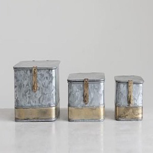 Cajas de Almacenamiento Metálicas Cuadradas Apilables con Cierre de Pestillo, Negras, Juego de 3 Cajas de Almacenamiento Metálicas - Product Image 4