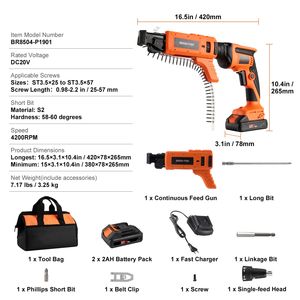Kit de visseuse à plaques de plâtre 20V Max à alimentation automatique, 4200 tr/min, sans balais, sans fil, avec 2 batteries - Product Image 5