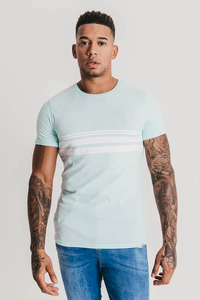 T-shirt à manches courtes bleu clair pour homme, coupe classique, col rond, décontracté, respirant, 100% polyester, couleur unie, usage quotidien, anti-rides - Product Image 2
