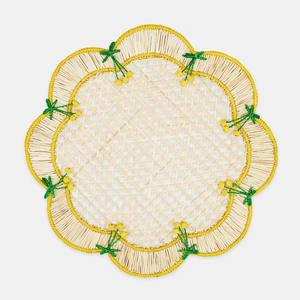 Contemporary Handmade Natural Rattan Waves Placemat Scalloped Rattan Charger <b>Plate</b> for Dining Table from Vietnam Factory - Product Image 1