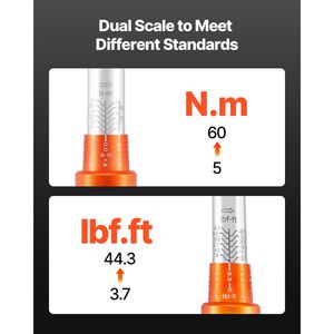 Set di Chiavi Dinamometriche a Scatto di Alta Precisione 3% per Riparazioni Auto, Attacco da 3/8 Pollici, 5-60 N.m / 3.7-44.3 Lbf.ft, Doppia Direzione, 72 Denti - Product Image 4