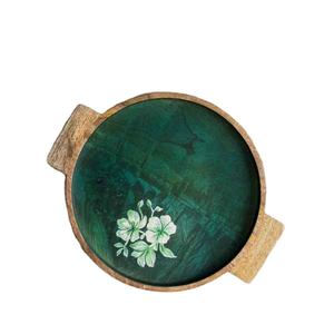 Plateau de service en bois de forme ronde vintage moderne et fantaisie de qualité supérieure en Offre Spéciale avec finition en émail pour la décoration de la maison et la cuisine - Product Image 1