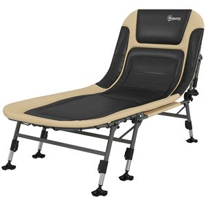 Deluxe Cream Folding Cot 400LBS Capacity Adjustable <b>Backrest</b> with Padded Cushion for Camping Lounger - Product Image 1