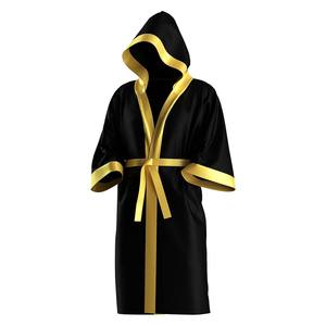 Bata de Boxeo Profesional Negra para Hombre, Ligera y Suave de Satén, para Entrada en Combate de Kickboxing, Diseño Personalizado - Product Image 2