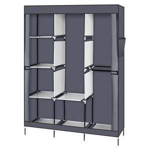 Armadio Portatile Grigio da 71 Pollici con Appendiabiti e Scaffale per Organizzazione e Conservazione Vestiti - Product Image 4