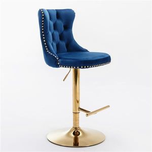 Modern Upholstered Bar <b>Stools</b> Comfortable Backs Golden Swivel Velvet Furniture <b>Adjustable</b> Seat Height 25-33 Inch for Bar Chair - Product Image 3