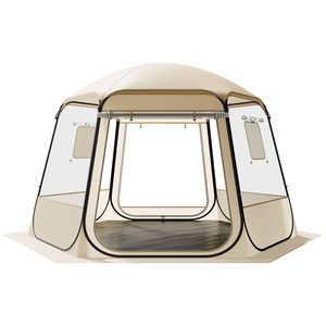Tenda a Cupola Pop-up 11 X 10,2 ft, Impermeabile e Resistente ai Raggi UV, Rifugio Trasparente per Campeggio e Giardino, Tenda Igloo - Product Image 1