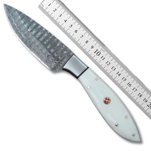 A&M Enterprises Damascus Steel Hunting <b>Knife</b> Fixed Stag <b>Handle</b> Straight OEM/ODM Customizable Leather Sheath Industrial Grade - Product Image 5