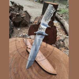 Cuchillo de Caza Premium de Hoja Fija con Mango de Asta de Ciervo, para Uso en Exteriores, con Borde Recto y Funda de Cuero, Regalo para Él, TARJ ENTERPRISES - Product Image 5