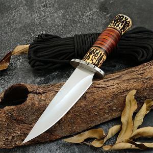 Couteau à lame fixe personnalisable OEM ODM, très vendu, PRESTIGE BLADES, lame en acier Damas de qualité industrielle, pointe tombante, manche en bois - Product Image 1