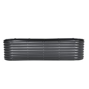 Fioriera Rialzata Grande in Metallo Zincato 8x2ft con Fondo Aperto e Contenitore Ovale - Product Image 1
