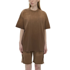 เสื้อยืดโอเวอร์ไซส์ทรงบ็อกซี่ สไตล์คลับ สตรีทแวร์ลำลอง ผ้าฝ้าย 100% 250GSM ล้างสีไล่ระดับ วินเทจ - Product Image 1