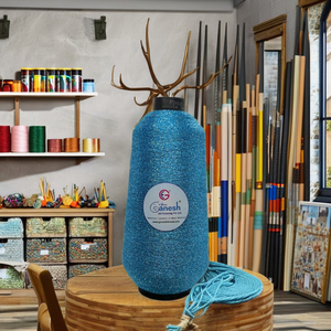 180D Neem Jari Embroidery <b>Yarn</b> R Blue Colour High Tenacity for Lurex <b>Polyester</b> for Hand Knitting a Metallic Flora Jari <b>Yarn</b> - Product Image 2