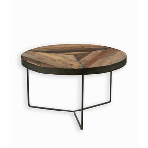 Designer Round Shape Metal And Wooden Coffee <b>Table</b> Black & <b>Brown</b> Finished For Home Living Room Decorative Furniture - Product Image 6