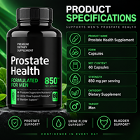 Complément alimentaire pour la santé de la prostate chez l'homme, 850 mg, 60 capsules, formule pour le soutien du flux urinaire et de la vessie, étiquette privée OEM