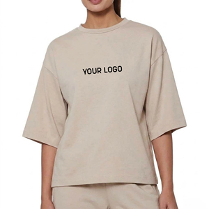 เสื้อยืดคอกลมแขนสั้นแฟชั่นขายดี คุณภาพพรีเมียม ผ้าฝ้าย 100% สำหรับผู้หญิง สกรีนโลโก้ด้วยผ้าไหมตามสั่ง - Product Image 4