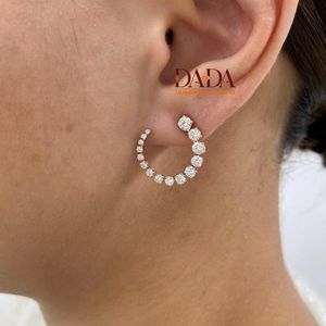 Pendientes de Aro Abierto con Diamantes Redondos Brillantes Cultivados en Laboratorio, Graduados Imperialmente, Elegantes, en Oro Rosa, Joyería Fina para Mujer - Product Image 2