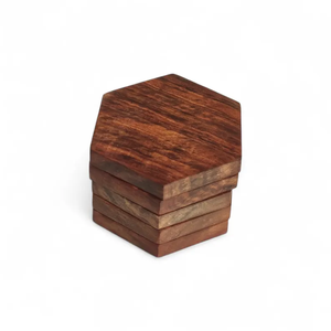 Posavasos rústicos de madera con soporte, tapetes redondos de madera para el hogar y la oficina de B H Brothers - Product Image 2