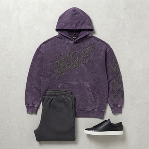 Sudadera con Capucha Morada Lavada para Hombre, Oversize, Estilo Urbano con Gráficos, Forro Polar, Ropa Personalizada OEM - Product Image 5