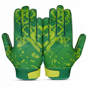 Custom Receiver Gloves Breathable Full Finger <b>Sticky</b> Grip Silicone Palm <b>Hook</b> Loop Team Logo Sports American Football Gloves - Product Image 5
