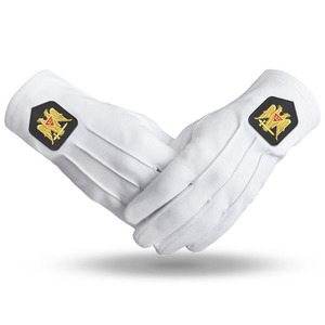Guantes Masónicos de Algodón Suave Blancos con Logotipo Personalizado, Guantes Masónicos Bordados con Logotipo - Product Image 3