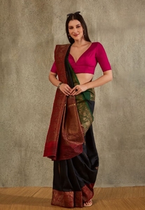 Choli en soie brute KV prêt-à-porter à col en V, infroissable et à séchage rapide pour les fêtes - Product Image 6