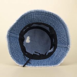 Chapeau Bob en Jean Déchiré à Bords Effilochés Unisexe Décontracté Printemps-Été Tendance Adulte Protection Solaire Extérieur - Product Image 3