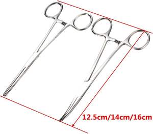 Pinzas Hemostáticas Mosquito Rectas y Curvas de Acero Inoxidable, Pinzas para Arterias con Autobloqueo, CE ISO, 12.5/14/16 cm, 14 cm - Product Image 6