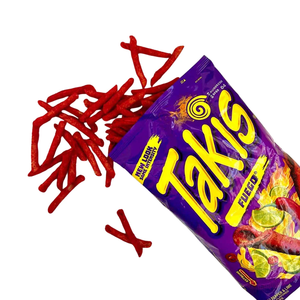 Chips de tortilla Takis croustillantes avec assaisonnement au chili et au citron vert, offrant une forme roulée unique et une saveur délicieuse - Product Image 1