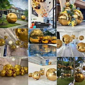 結婚式のための巨大なイベント装飾PVCゴールドシルバーインフレータブルボール、ナイトクラブディスコパーティーPVC光沢のあるインフレータブルミラーボール