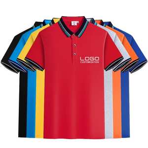 Polo pour homme uni à manches courtes, style formel, col rabattu, couleur contrastante, grande taille, infroissable, en tissu tissé brodé - Product Image 6