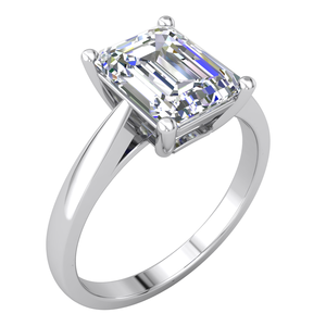 Anillo de Compromiso de Lujo Divya Creations para Mujer, con Esmeralda Cultivada en Laboratorio de 2.09 Quilates, Certificada por IGI, Corte Esmeralda, Plata 925 con Baño de Rodio, con Piedras Laterales - Product Image 1