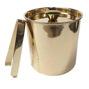 Cubo de hielo de acero inoxidable con diseño elegante, tapa y pinzas para centro de mesa, contenedor de hielo para vino y cerveza, proveedor de la India - Product Image 1