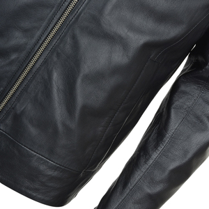 Men's Custom Varsity Leather <b>Jacket</b> Brown Stand Collar Canvas Fabric Front Logo - Product Image 6