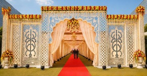 Premium Modern Luxury Wedding Entry Gate <b>Mirror</b> <b>Panel</b> Lightweight Customized Size Arch Decor Manufacturer Exporter Wholesale - Product Image 6