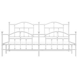 Telaio del letto in metallo 76 "x 79.9" bianco con pedana senza materasso - Product Image 5