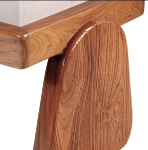 Modern Wood <b>Stool</b> with Fabric Cushion Minimalist Design Living Room Furniture Home Ottoman Seat - Product Image 3