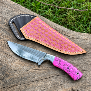 Couteau Bowie en acier Damas de 6,7 pouces, forgé à la main, lame fixe, manche en bois de rose exotique, couteau de survie pour le camping en plein air - Product Image 3