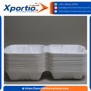 Contenedor de Alimentos Tipo Concha de Bagazo de Grado Exportación, Resistente al Aceite, Forma Cuadrada, Caja de 3 Compartimentos, Empaque en Bolsa de Polietileno para Entrega de Alimentos - Product Image 6
