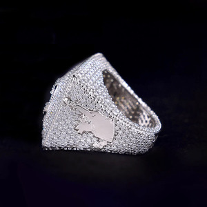 Custom Iced Out <b>Initial</b> Letter <b>Ring</b> Round Cut Moissanite Diamond Champion <b>Ring</b> Men's Hip Hop Style Jewelry Personalized Jewelry - Product Image 3