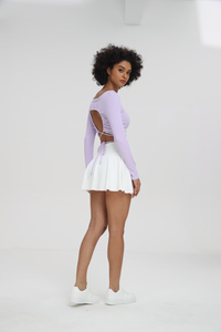 Benutzer definierte Logo Workout Kleidung Sportswear Sport kleid Langarm 2 Stück Golf Sommer Tennis Anzüge für Frauen - Product Image 4