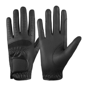 Full Finger PU Racing Gloves Unisex Non Slip <b>Outdoor</b> Use Adjustable Wrist Strap <b>Hook</b> And Loop Closure Black - Product Image 2
