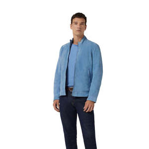 Men's Winter Genuine Leather <b>Slim</b> <b>Fit</b> Motorcycle <b>Jacket</b> with Zipper Closure Stand Collar Custom Logo Factory Price Best Quality - Product Image 2