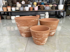 Ventes en gros de pots de fleurs modernes et élégants en terre cuite italienne, mosaïque sculptée à la main, écologiques, pour jardin et maison, taille personnalisée - Product Image 3