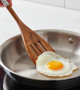 Juego de 5 utensilios de cocina de madera con acabado mate, cuchara, espátula y cubiertos con mango de rejilla blanca - Product Image 4