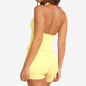 Conjunto de 2 Piezas para Ballet, Pilates y Yoga, Top con Cuello en V y Pantalones Cortos de Cintura Alta, Elásticos y de Lujo - Product Image 4