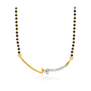 Élégant Mangalsutra plaqué or rose 18 carats en or jaune certifié IGI, chaîne à perles noires, géométrique, serti de diamants de laboratoire taillés - Product Image 1