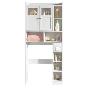 Mobile Bagno Classico-Moderno Bianco a Doppia Anta con 2 Pannelli Regolabili, 1 Cassetto e 3 Ripiani Laterali per Casa, Camera da Letto, Ospedale - Product Image 6
